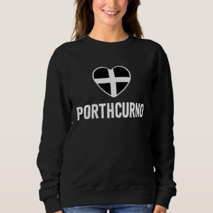 I Love Porthcurno Cornwall Flag Heart Saint Piran Sweatshirt