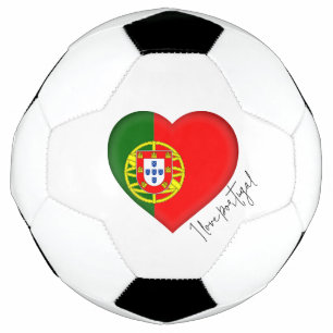 I Love Portugal Flag Colors Heart Soccer Ball