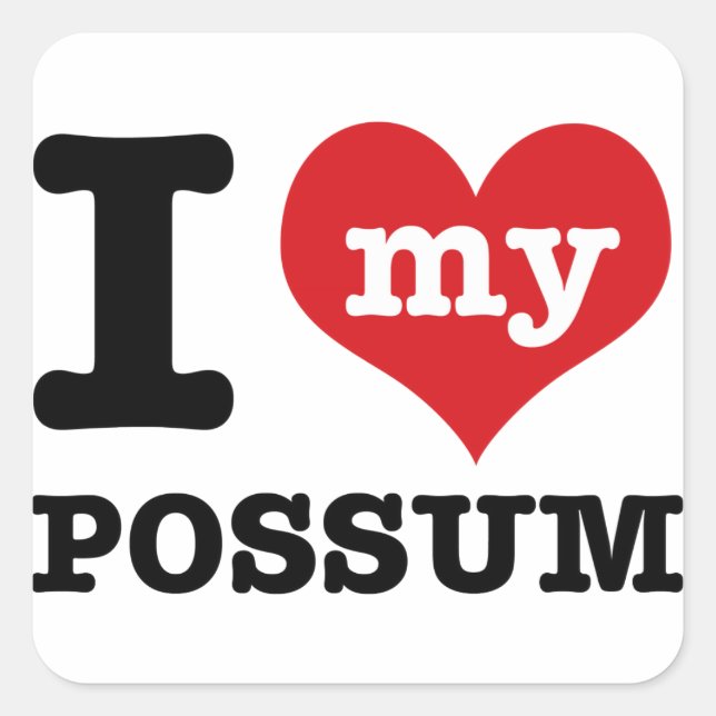 I Love possum Square Sticker (Front)