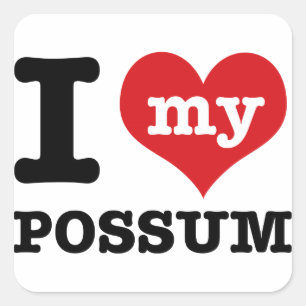 I Love possum Square Sticker