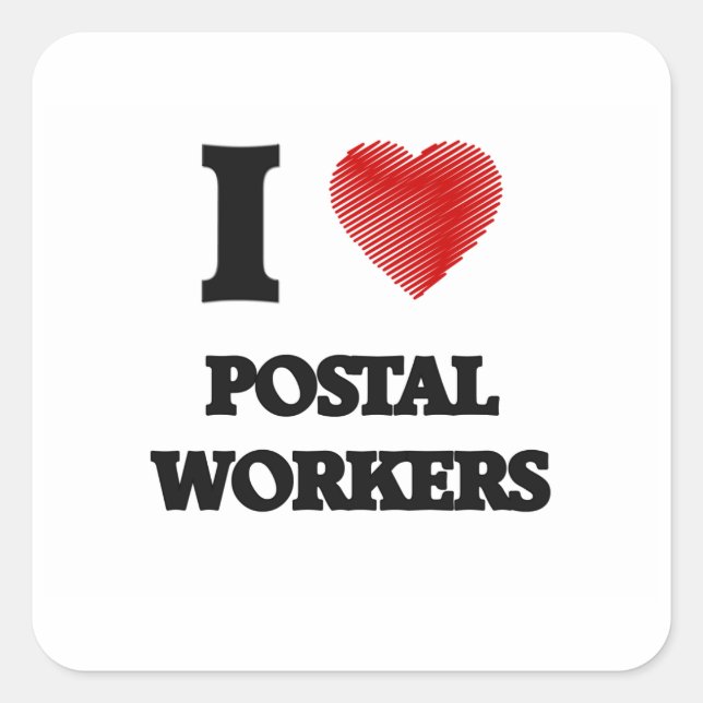 I love Postal Workers (Heart made from words) Square Sticker (Front)