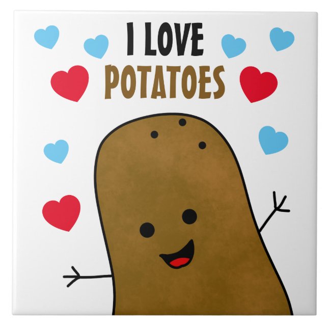 I Love Potatoes Ceramic Tile (Front)