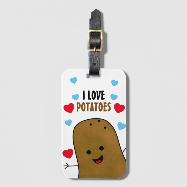 I Love Potatoes Luggage Tag (Front Vertical)