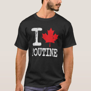 I Love Poutine Funny Canadian French Fry Flag  T-Shirt