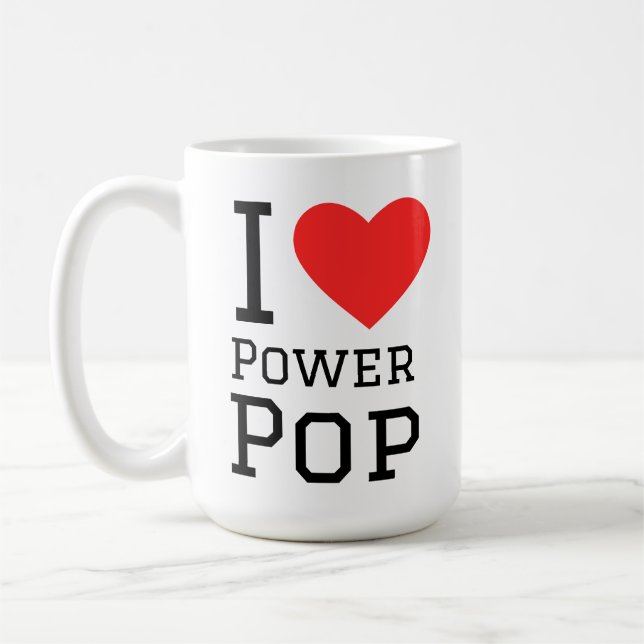 I love power pop square sticker coffee mug (Left)