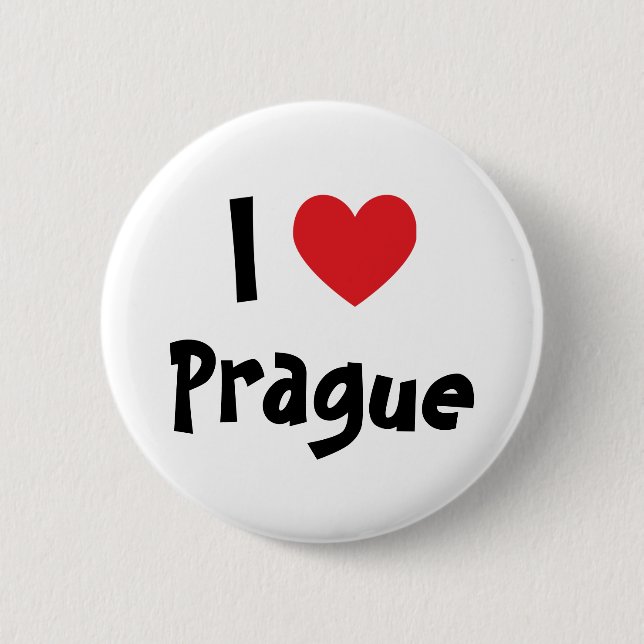 I Love Prague 6 Cm Round Badge (Front)