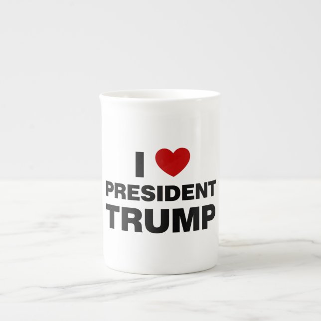 I Love President Trump Heart Bone China Mug (Front)