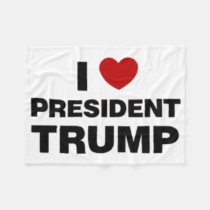 I Love President Trump Heart Fleece Blanket