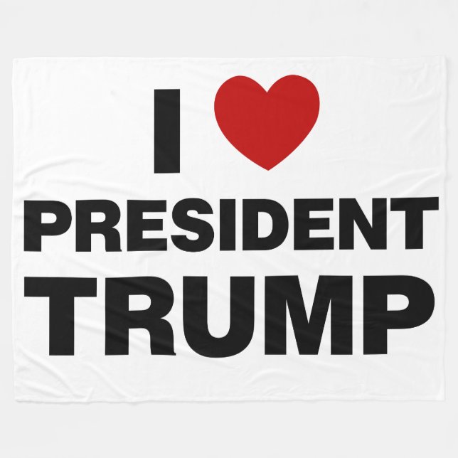 I Love President Trump Heart Fleece Blanket (Front (Horizontal))