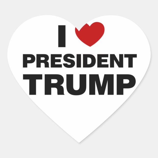 I Love President Trump Heart Heart Sticker (Front)