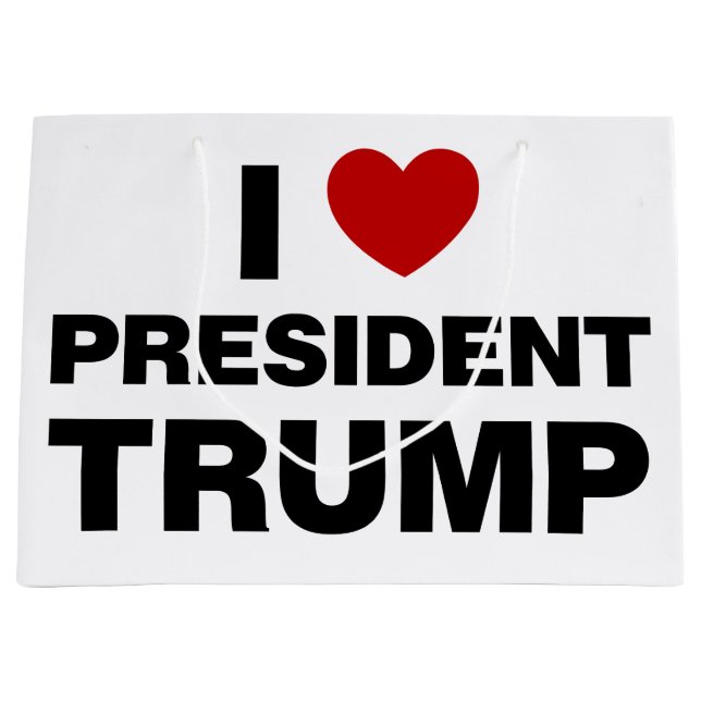I Love President Trump Heart Large Gift Bag (Front)