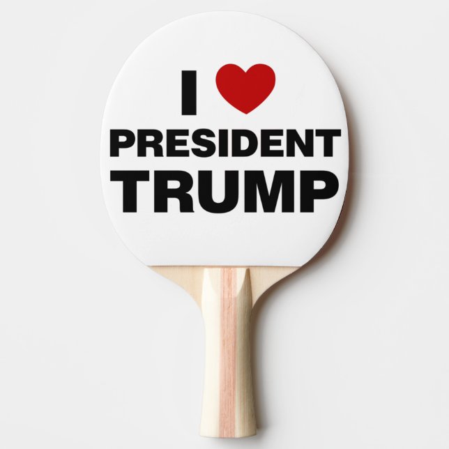 I Love President Trump Heart Ping Pong Paddle (Front)
