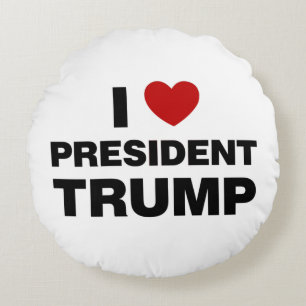 I Love President Trump Heart Round Cushion