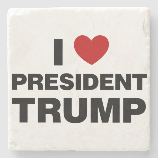 I Love President Trump Heart Stone Coaster (Front)