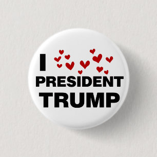 I Love President Trump Hearts 3 Cm Round Badge