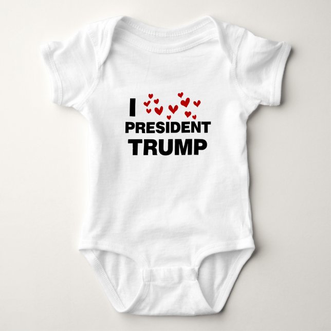 I Love President Trump Hearts Baby Bodysuit (Front)