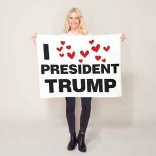 I Love President Trump Hearts Fleece Blanket