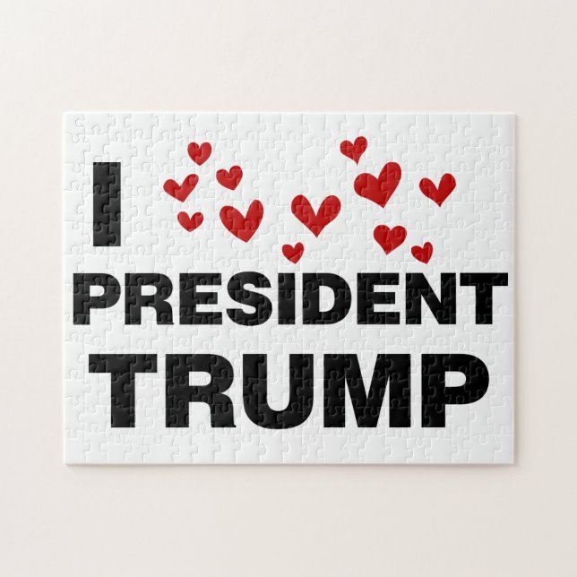 I Love President Trump Hearts Jigsaw Puzzle (Horizontal)