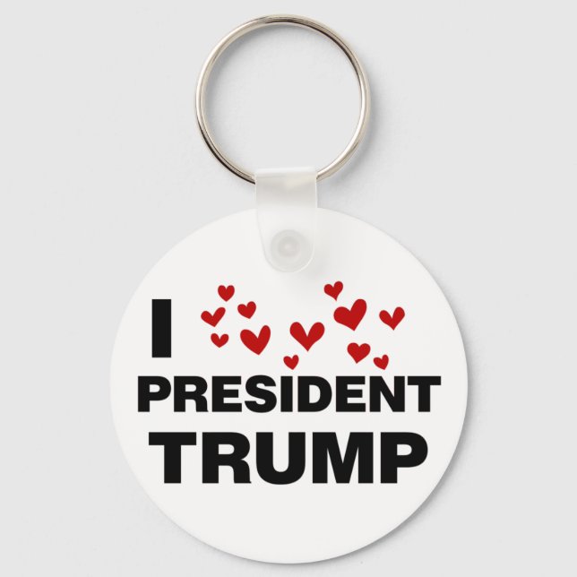I Love President Trump Hearts Key Ring (Front)