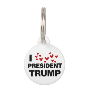 I Love President Trump Hearts Pet Tag