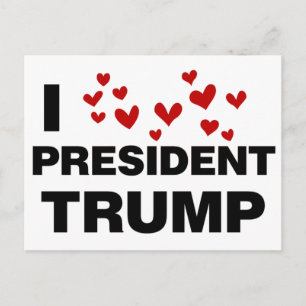 I Love President Trump Hearts Postcard