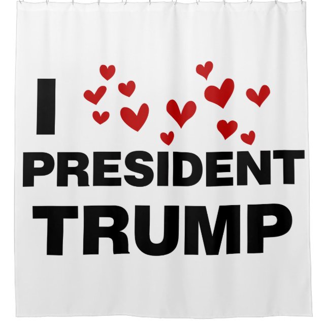 I Love President Trump Hearts Shower Curtain (Front)