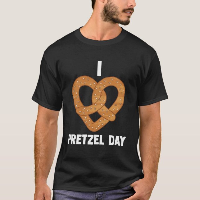 I Love Pretzel Day Sweet Knot Chocolate German Foo T-Shirt (Front)