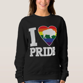 I LOVE PRIDE Buffalo NY LGBTQ beautiful rainbow h Sweatshirt