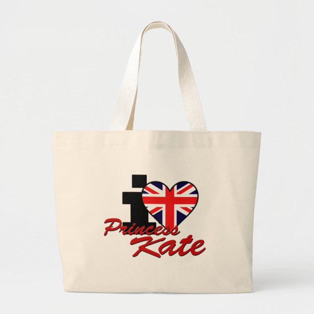 I Love Princess Kate Large Tote Bag (Front)