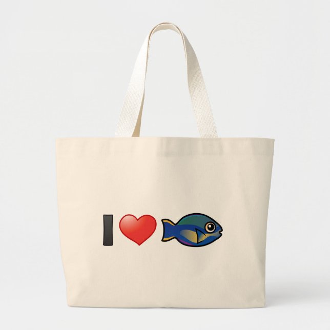 I Love Princess Parrotfish Large Tote Bag (Front)
