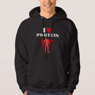 I Love Protein  Weightlifting Zombie Hoodie