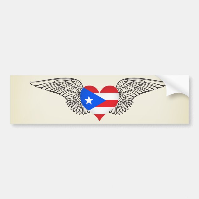 I Love Puerto Rico -wings Bumper Sticker (Front)
