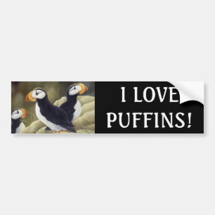 "I LOVE PUFFINS!" Bumper Sticker