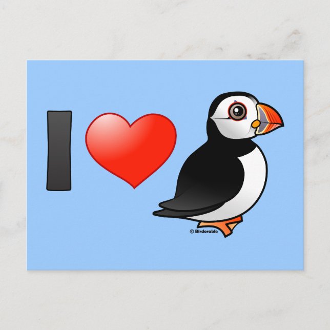 I Love Puffins Postcard (Front)