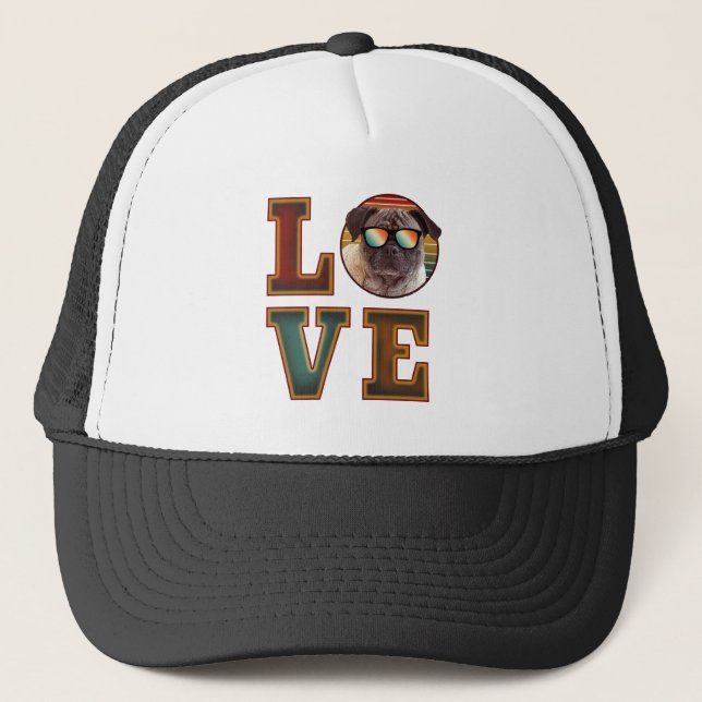 i love pug  trucker hat (Front)