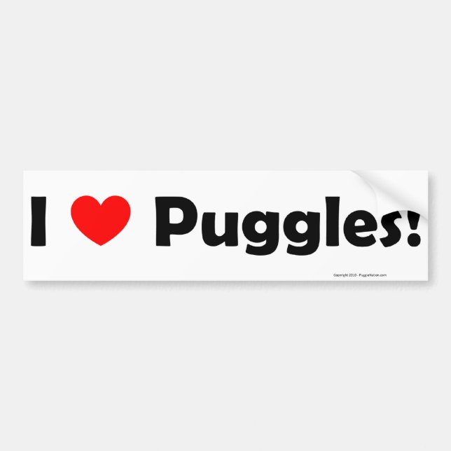 I Love Puggles Bumper Sticker (Front)