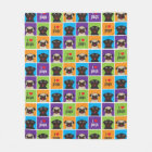 I Love Pugs Colour Square Fleece Blanket II