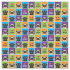 I Love Pugs Colour Squares Fabric