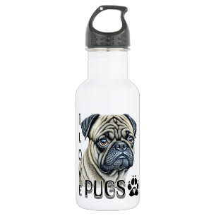 I Love Pugs   Cute Dog Owners 532 Ml Water Bottle