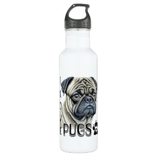 I Love Pugs   Cute Dog Owners 710 Ml Water Bottle