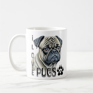 I Love Pugs   Cute Dog Owners Coffee Mug