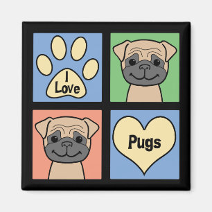 I Love Pugs Magnet