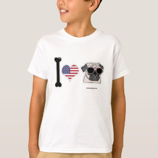 I Love Pugs - Patriotic Kids T-Shirt