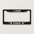 I Love Pugs - Pug Silhouettes with Custom Text