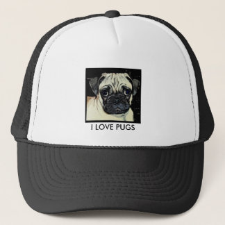 I LOVE PUGS TRUCKER HAT