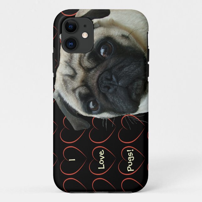 I Love Pugs with Hearts Case-Mate iPhone Case (Back)