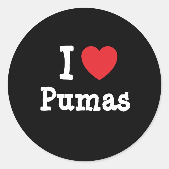 I love Pumas heart custom personalised Classic Round Sticker (Front)