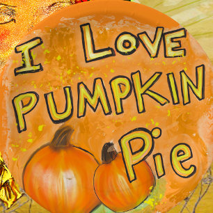 ' I love pumpkin pie graphic Classic Paper Plate
