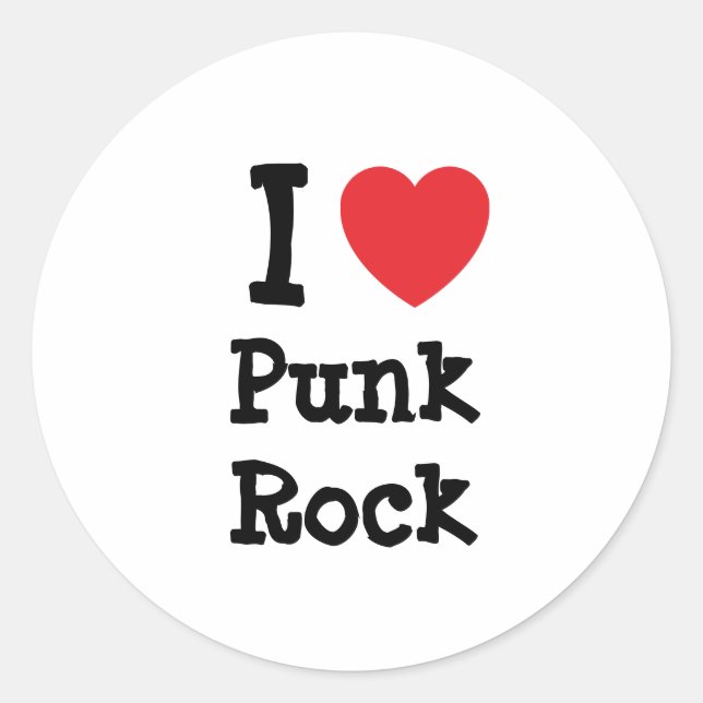 I love Punk Rock heart custom personalised Classic Round Sticker (Front)