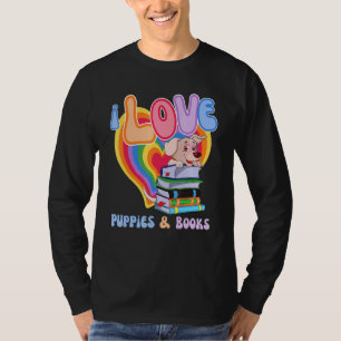 I Love Puppie & Books Rainbow Aesthetic Summer T-Shirt